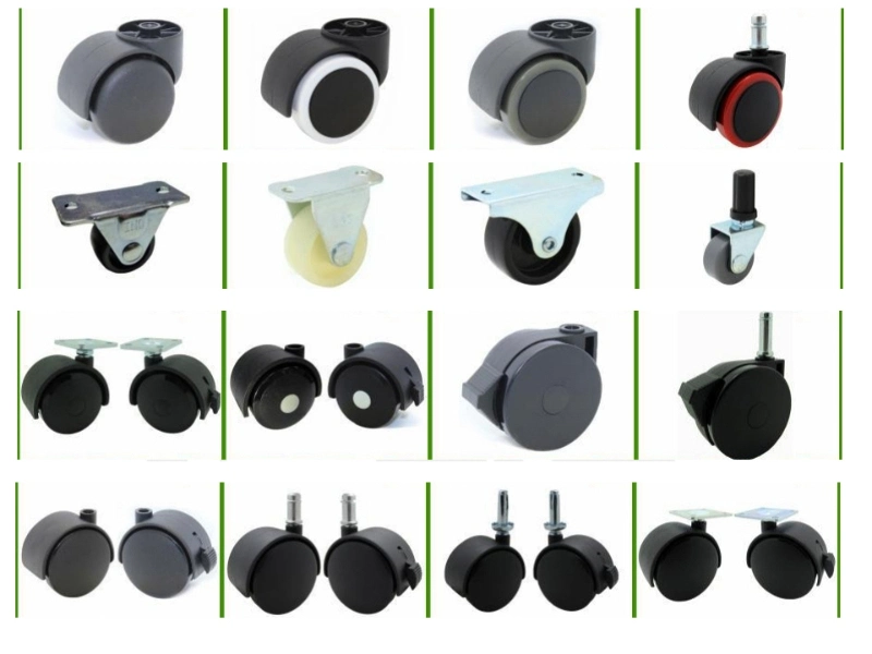 White/Black OEM Office Chair Caster Wheels with Brake Without Brake PP/Nylon Furniture Caster
