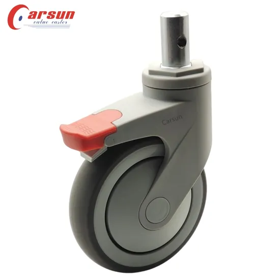 Medical Cart Casters Silent Caster Rotating 4/5 Inch TPR Medical Bed Castor Wheel with Brake 