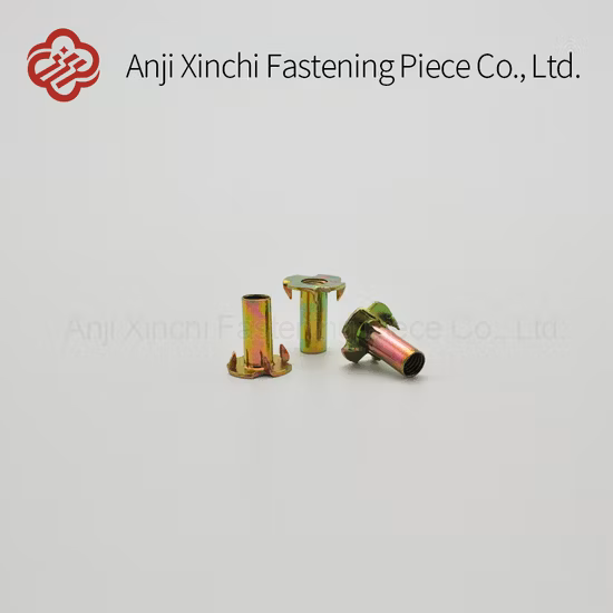 T Nut Manufacturer Direct Sale Carbon Steel Cold Forging Zinc Plated 4 Pronged Tnut Tee Nut M12X17 T Nuts for Wood Furniture