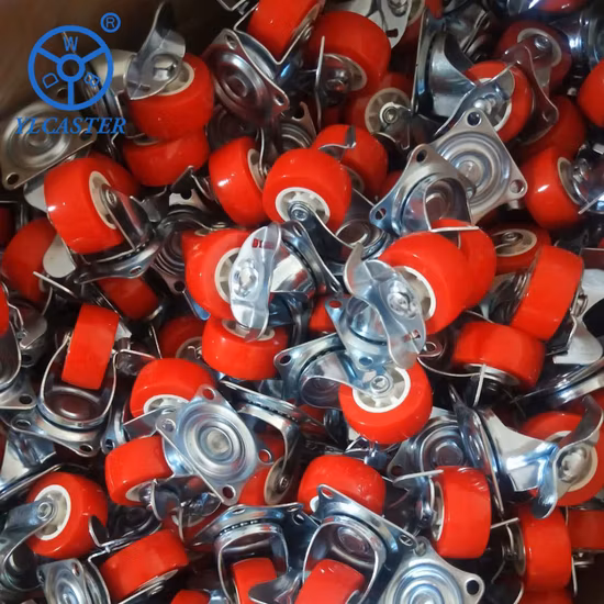 Light Duty Orange Small PVC PU Swivel Locking Castor Wheel for Trolley