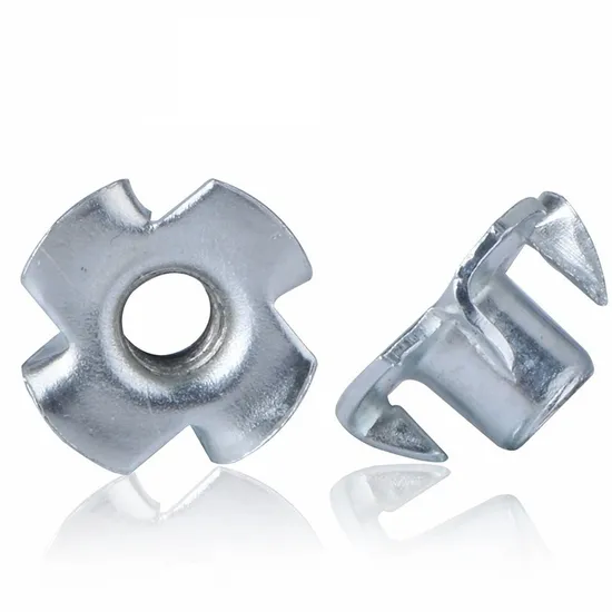 Cold Heading Wood Insert Four Prong Furniture 4 Claw T Locking Nut 