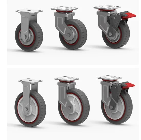 8 Inch Heavy Duty PU Industrial Wheel Swivel Fixed Caster Cart Equipment Wheels with Brake 