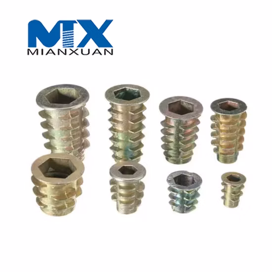 Zinc Alloy Thread for Wood Insert Nut Flanged Head Furniture Nuts
