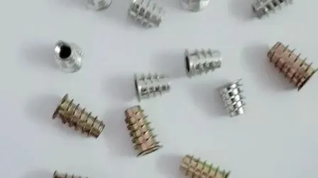M6 M8 M10 Yellow Zinc Alloy Thread for Wood Insert D Nut Flanged Hex Drive Head Furniture Nuts 