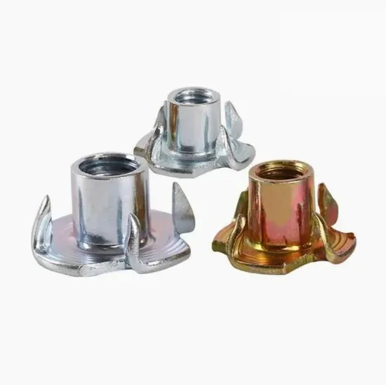 Cold Heading Wood Insert Four Prong Furniture 4 Claw T Locking Nut 
