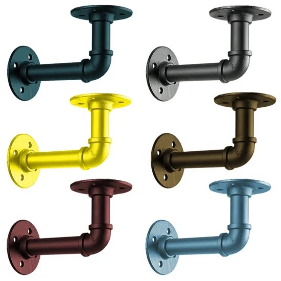 Industrial Pipe Bracket Pair Heavy Iron Shelf Support High Quality Flange 1/2